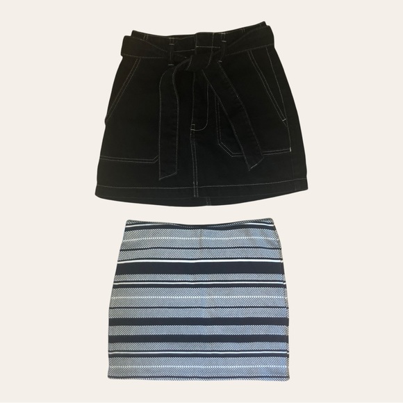 Zara Terez Dresses & Skirts - Mini skirt LOT of 2, dark denim zip and tie front and heavy thread stretch, Sz S